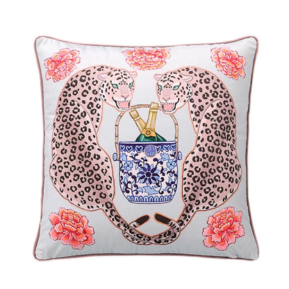 DecorBites™ Handmade Lumbar Pillow Case Lion Dog Floral Decorative Cover