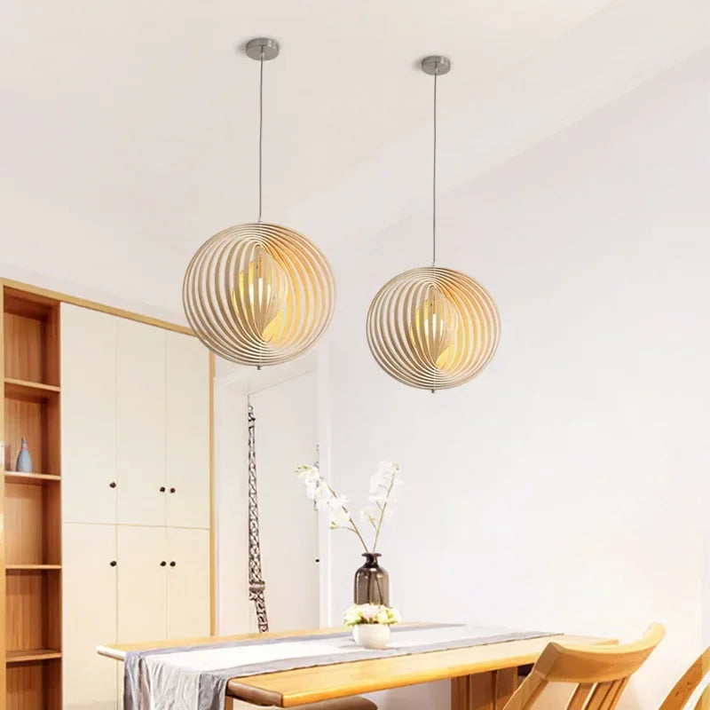 DecorBites™ Japanese Moon Pendant Light Wood Chandelier for Home Decoration