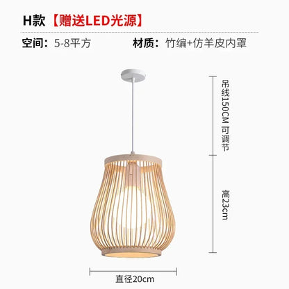 DecorBites™ Bamboo Ceiling Chandelier for Home Garden Restaurant Bedroom Study Decoration Lamps