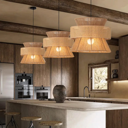 DecorBites™ Handmade Hemp Rope Chandelier Pendant Light for Restaurant and Cafe
