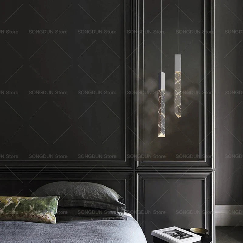 DecorBites™ Crystal Loft Chandelier for Duplex Living Room & Stairwell, Long Hanging Lighting