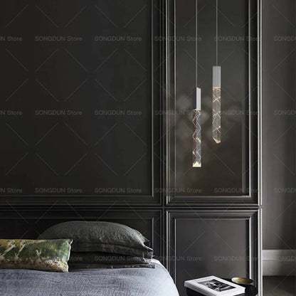 DecorBites™ Crystal Loft Chandelier for Duplex Living Room & Stairwell, Long Hanging Lighting