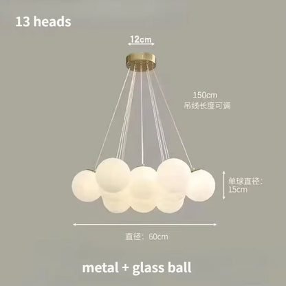 Nordic White Glass Globe Cluster Pendant Light