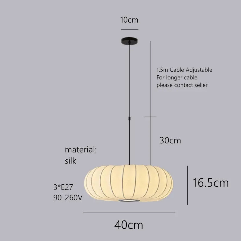 DecorBites™ Handmade Silk Pumpkin Pendant Lamps for Dining, Living, and Study Spaces