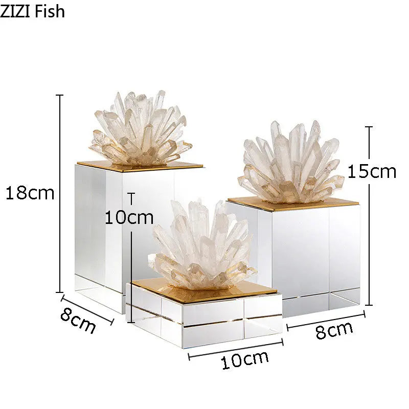 DecorBites™ Crystal Flower Marble Base Sculpture: Modern Artwork for Living Room Decor