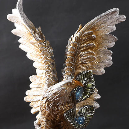 DecorBites™ Golden Eagle Resin Figurines for Home Office Feng Shui Decor