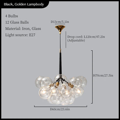 DecorBites™ Glass Balls Ceiling Pendant Lights Minimalist Living Room Chandelier Shop Bar Decor
