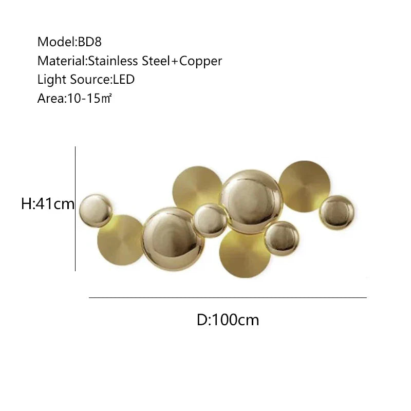 DecorBites™ Large Metal Gold Wall Sconce Lamps LED Modern Luxury Home Decor Light