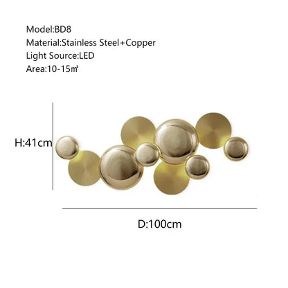 DecorBites™ Large Metal Gold Wall Sconce Lamps LED Modern Luxury Home Decor Light