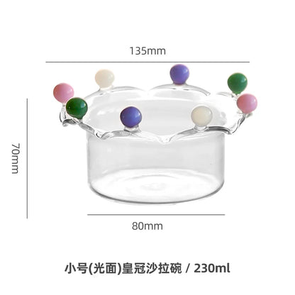 DecorBites™ Clear Glass Fruit Bowl Plate Snack Dish Cake Dessert Cup Large Capacity