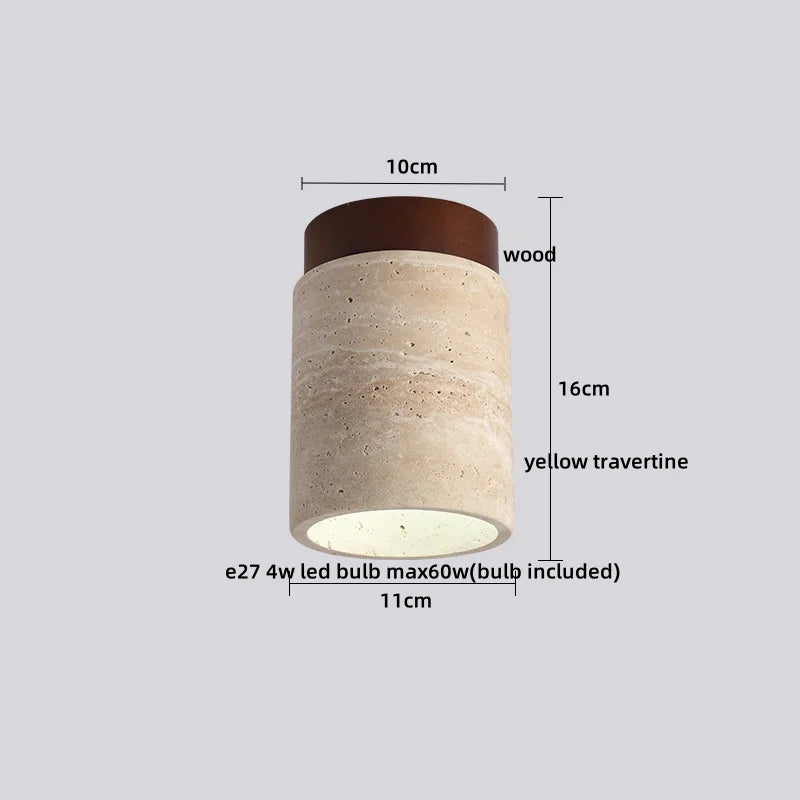 Travertine Wood Ceiling Light