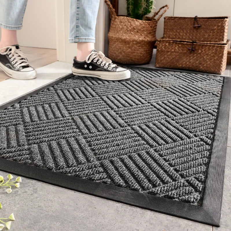 Decobites Rubber Front Door Mat | Shoe Scraper | Indoor Outdoor Doormat | Dirt Resistant Mats