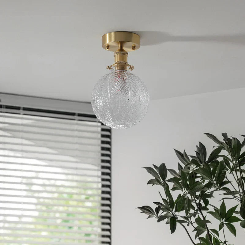 DecorBites™ Glass LED Ceiling Light for Living Room, Modern Copper Canopy, Nordic Style Fixtures