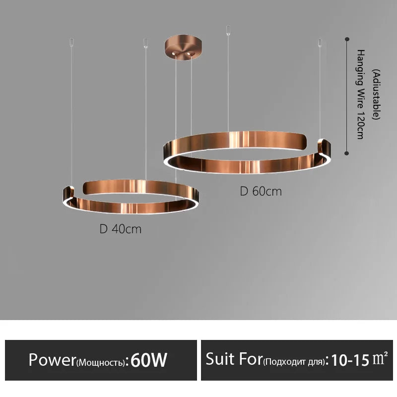 DecorBites™ LED Round Ring Chandelier for Dining Room, Living Room, and Bedroom