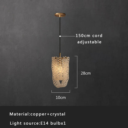 Lámpara colgante de cristal DecorBites™ Crystal Copper, decoración dorada para el hogar.