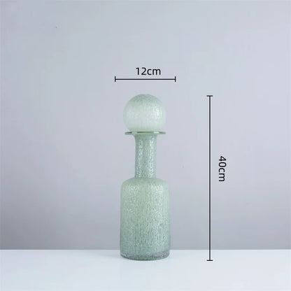 DecorBites™ Grey Round Glass Vase Hammer Lid Terrarium Home Decoration