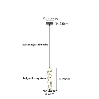 DecorBites™ LED Pendant Lights Bulgari Stone Adjustable Steel Hang Lamp Lighting