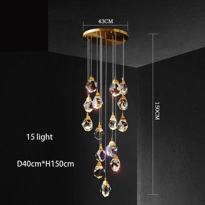 DecorBites™ Diamond Crystal Chandelier: Luxury Gold LED Lighting for Staircase & Living Room