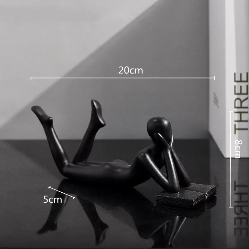 DecorBites™ Golden Thinker Reader Man Resin Figure: Abstract Home Decor Figurine