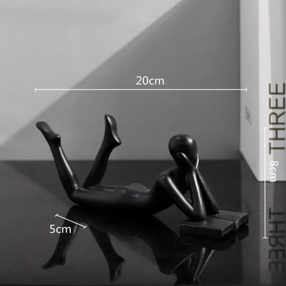 DecorBites™ Golden Thinker Reader Man Resin Figure: Abstract Home Decor Figurine