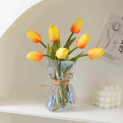 DecorBites™ Clear Glass Folded Road Vase - Creative Handcrafted Hydroponic Art Vase