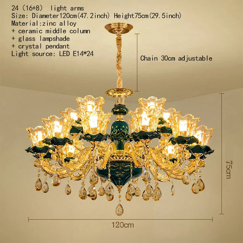 Decorbites™ Dunkelblaues Kristall-Lüster, Vintage-Stil Deckenleuchte für Wohnzimmer, Schlafzimmer, Villa