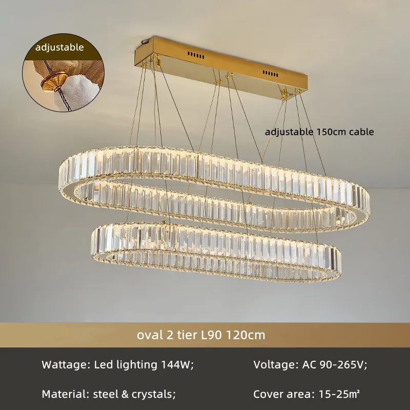 DecorBites™ Crystal Chandelier: LED Dimmable Pendant Light for Stairs, LED Luminaria Fixture