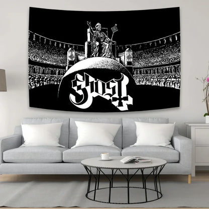 Decobites Metal Ghosts Band Tapestry Flag - Boho Hippie Wall Hanging for Home Decor