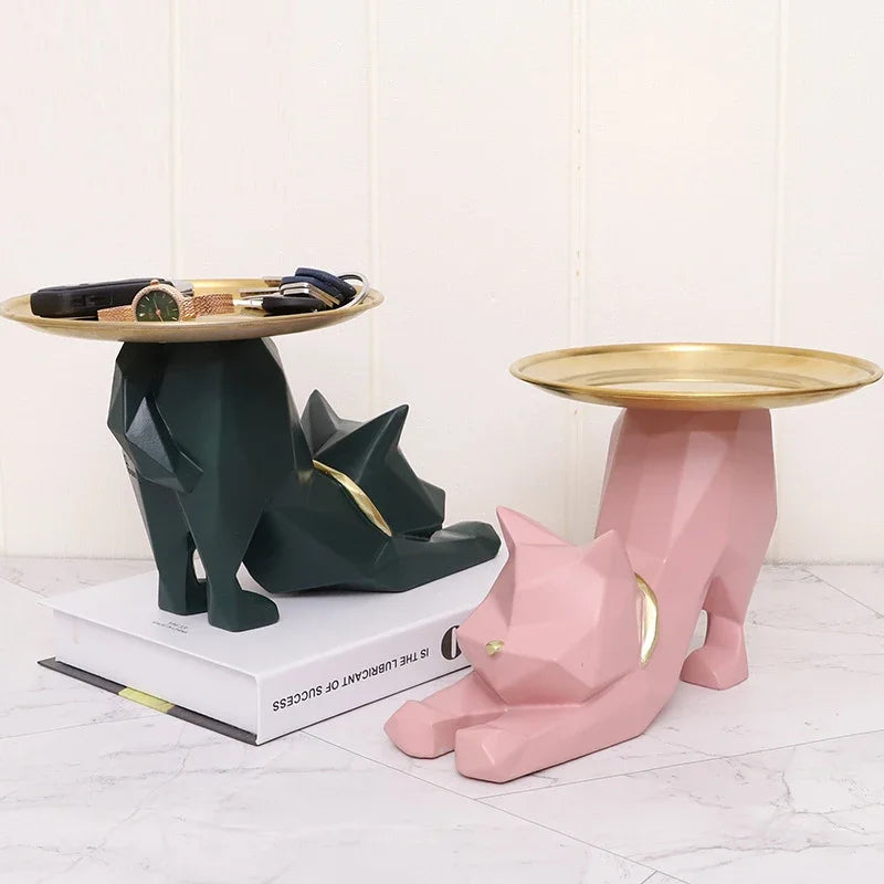 ديكوربايتس™ - تماثيل قطط هندسية للتخزين - ديكور صينية مفاتيح مدخل منزل نورديك