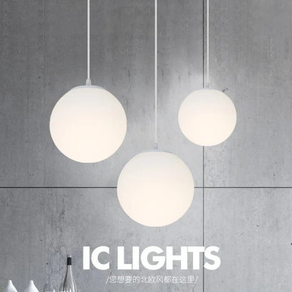 DecorBites™ Frosted Acrylic Ball Pendant Light: Modern Minimalist Home Decor E27