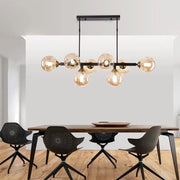 Brass Modern LED Chandelier 8-Head Amber Glow