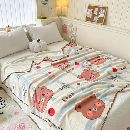 Manta de terciopelo color leche DecorBites™: Diseño bonito, cálida, multifuncional, ideal para el sofá y para viajes.