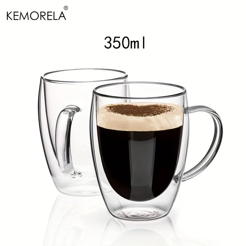 DecorBites™ Double Wall Glass Coffee Mug Set - Enjoy Your Favorite Beverages in Style