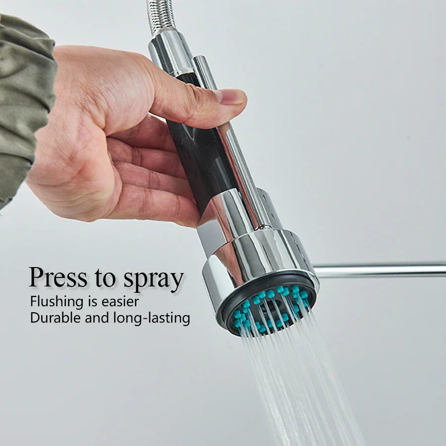 DecorBites™ Dual Spout Brass Kitchen Sink Faucet with 360° Rotation - Chrome