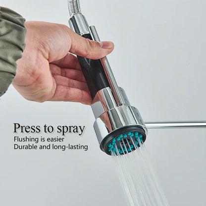 DecorBites™ Dual Spout Brass Kitchen Sink Faucet with 360° Rotation - Chrome