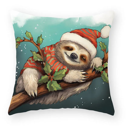 DecorBites™ Cartoon Animal Christmas Pillowcase: Decorative Sofa Cushion Cover for Living Room