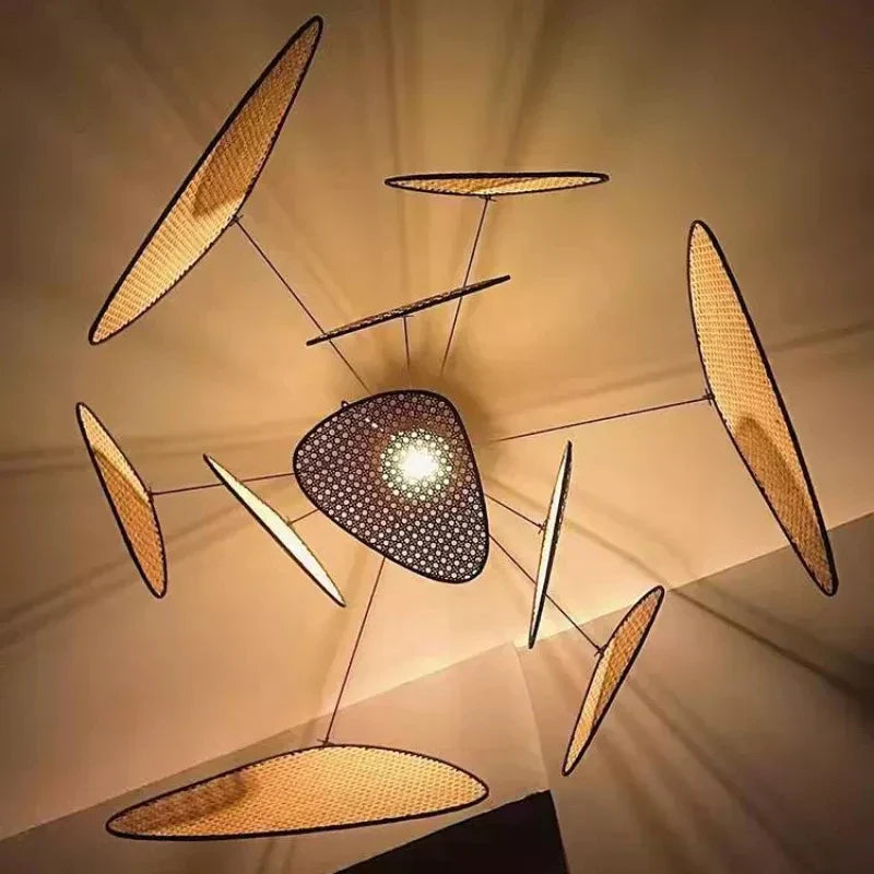 DecorBites™ Hand Made Rattan Art Pendant Chandelier for Modern Living Room, Dining Room, Bedroom.