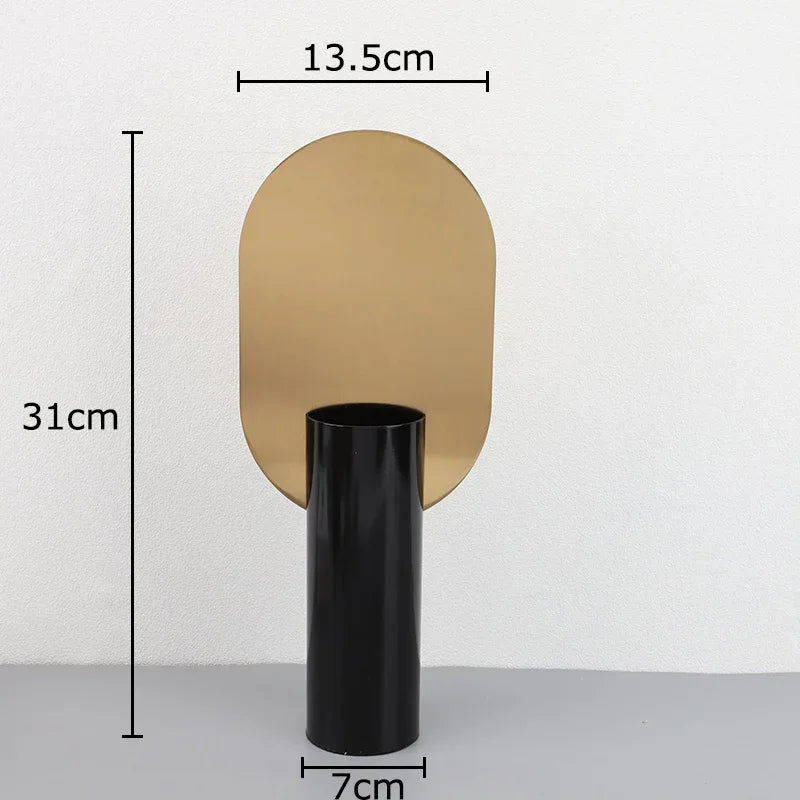 مزهرية أسطوانية هندسية من ديكوربايتس™ مع زهور صناعية - ديكور منزلي عصري