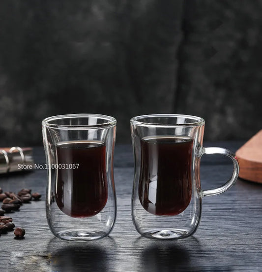 DecorBites™ Double Glass Insulated Tea Cup Set - 80ml European Design