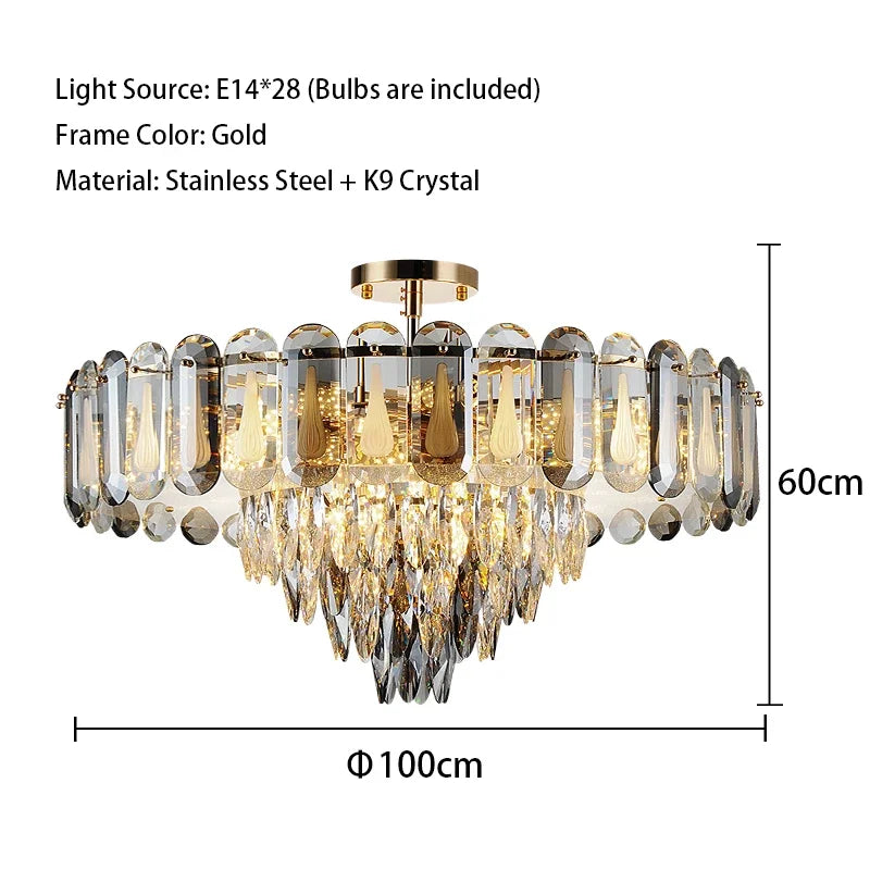 DecorBites™ Crystal LED Ceiling Chandelier | Modern Luxury Lustres Pendant Light Fixture