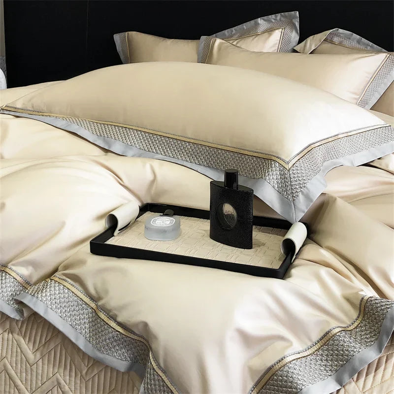 Decobites Luxury Embroidery Bedding Set - Premium Duvet Cover, Bedspread, Pillowcases