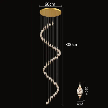 DecorBites™ Crystal Chandelier Stair Pendant Lamp Living Room Interior Lighting