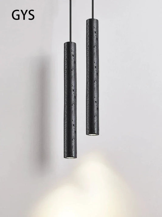 DecorBites™ Black Stone Tube LED Chandelier for Bedroom Lighting