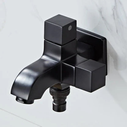 صنبور غسالة ملابس أسود مثبت على الحائط من DecorBites™ - صنبور مياه للحديقة والحمام الخارجي