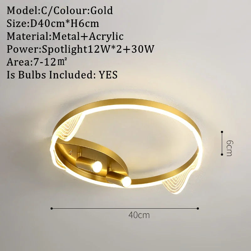 DecorBites™ Gold LED Ceiling Lights Remote Control Dimmable Living Room Kitchen Lighting