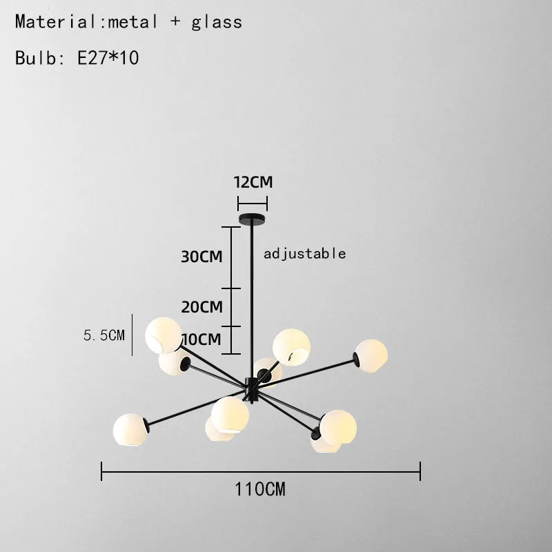DecorBites™ Glass Chandelier with Metal Frame for Parlor, Dining Room, and Bedroom Lighting