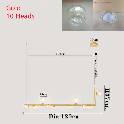 DecorBites™ Dual Glass Lamp Ceiling Chandelier LED Suspension Light for Dining and Kitchen