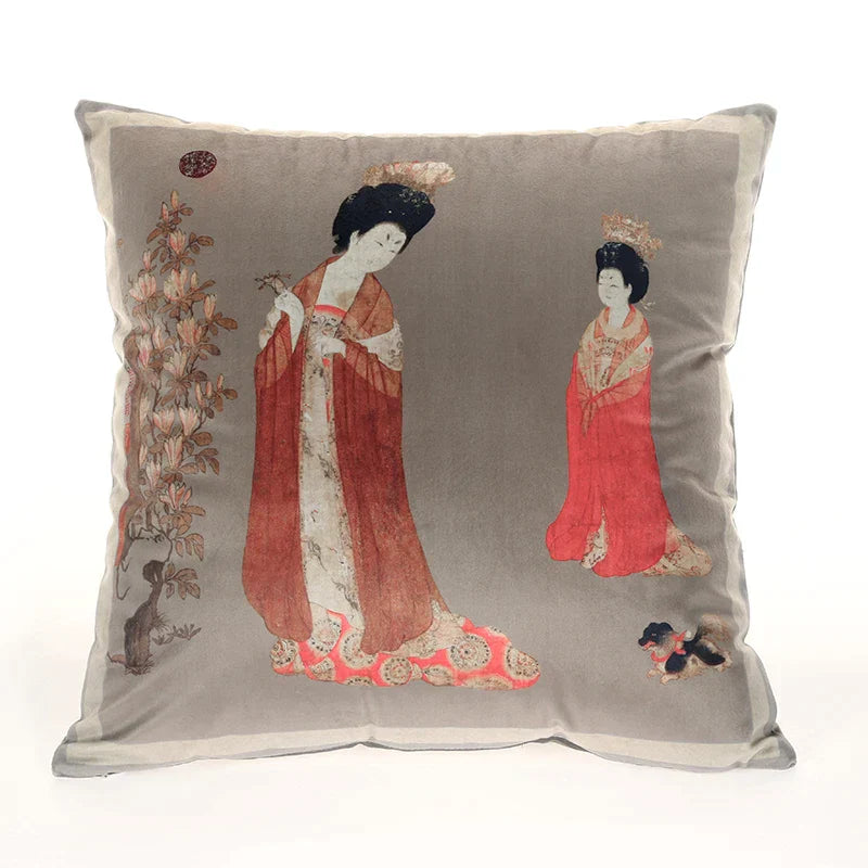 DecorBites™ Chinese Beauty Girl Luxury Cushion Cover for Living Room Sofa