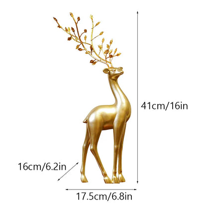 DecorBites™ Golden Deer Figurines: European Feng Shui Home Decor Sculptures
