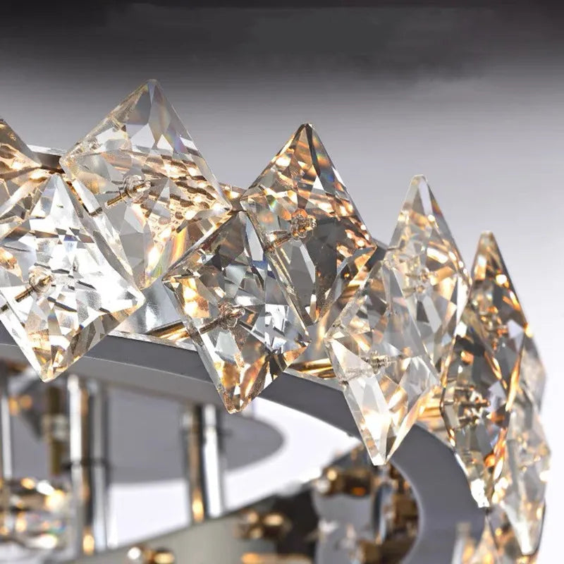 DecorBites™ Crystal Ceiling Light: Modern Luxury Stainless Steel Dimmable Fixture for Living & Dining Room